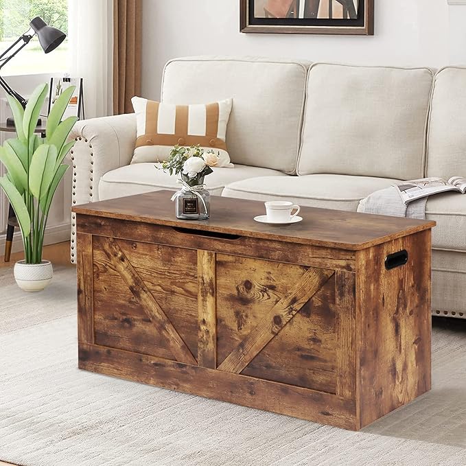 39.4" Storage Chest, Wooden Storage Bench, Large Storage Trunk - Image 7