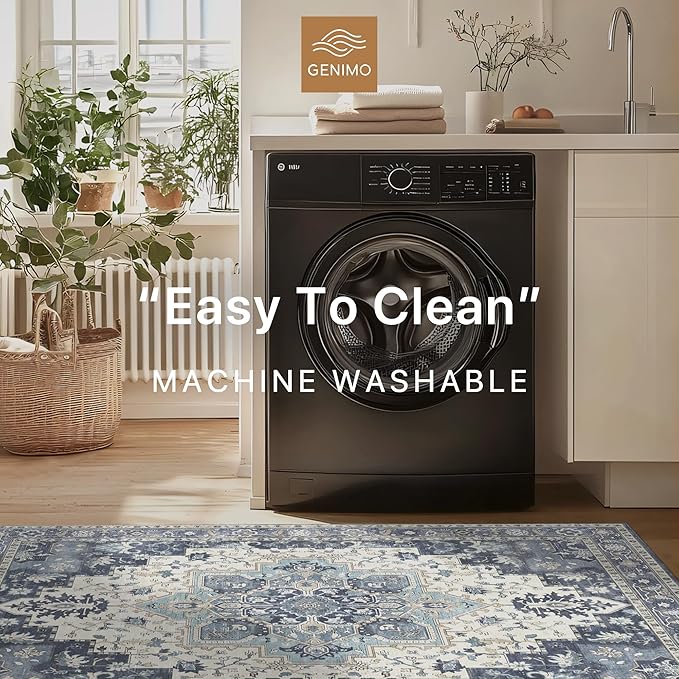 GENIMO 9x12 Area Rugs for Living Room, Machine Washable Non Slip Vintage Rugs - Image 7