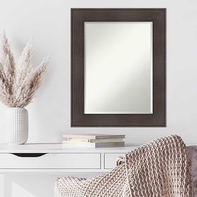 Amanti Art Brown Wall Mirror 30x24 William Rustic Woodgrain Rectangle Bathroom - Image 6