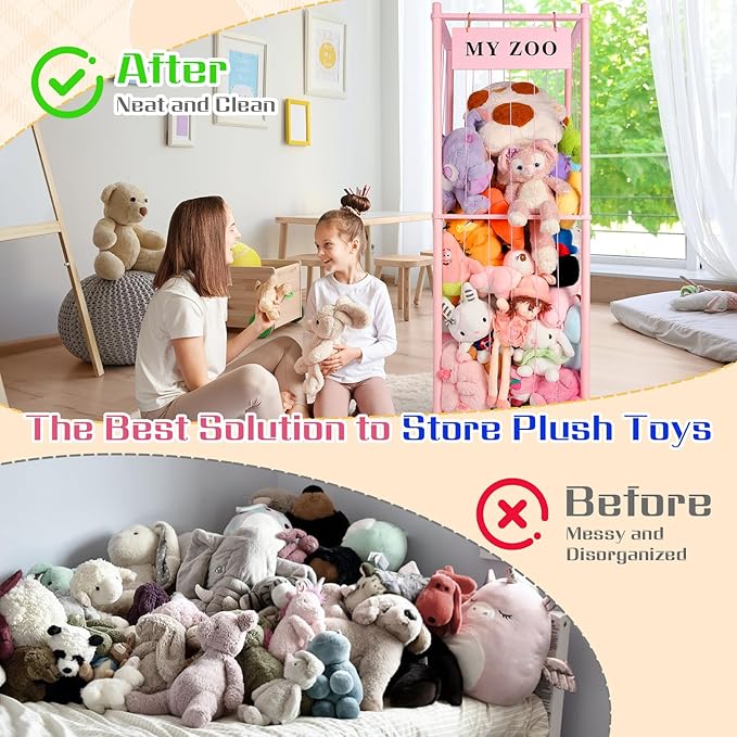 Stuffed Animal Storage Zoo, Wooden Stuffed Animal Organizer - Image 4