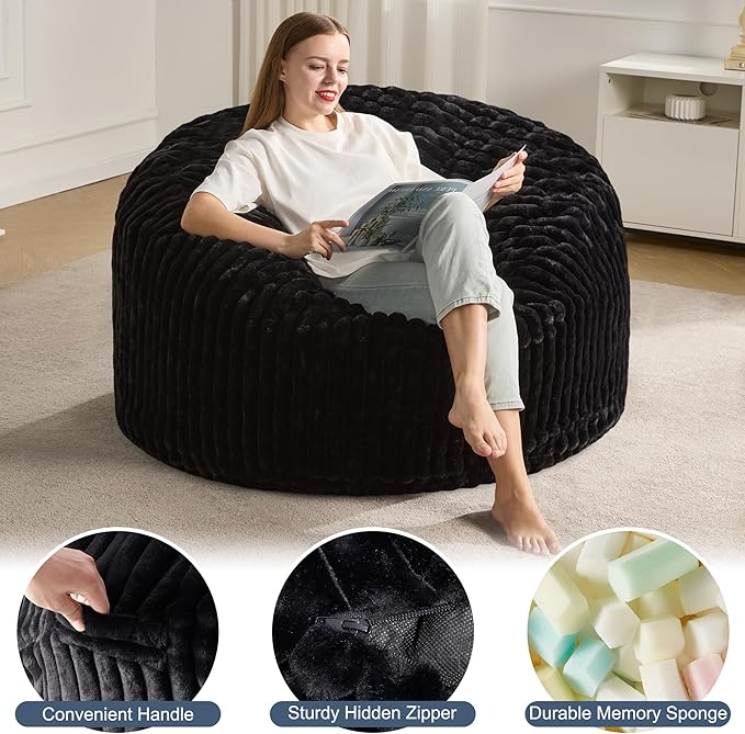 Hobestluk 4ft Bean Bag Chairs for Adults Large Beanbag Chair - Image 4