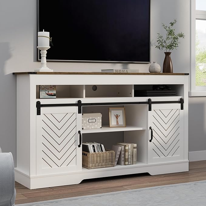 RoyalCraft Farmhouse TV Stand for 23" Electric Fireplace, Tall Entertainment by Bringyoubetterlife