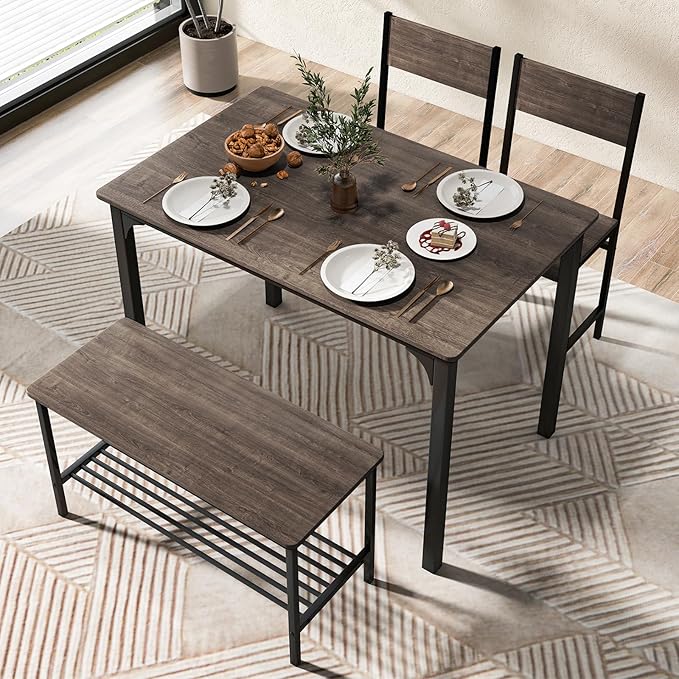 Tangkula Dining Table Set for 4, Kitchen Table and 2 Chairs for 4 - Image 3