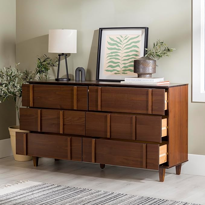 Walker Edison Contemporary Detailed 6-Drawer Solid Wood Dresser, 60 Inch - Image 6