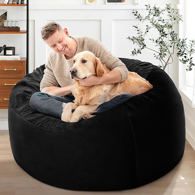 HABUTWAY Bean Bag Chair: Giant 4' Memory Foam Furniture Bean Bag Chairs - Image 2