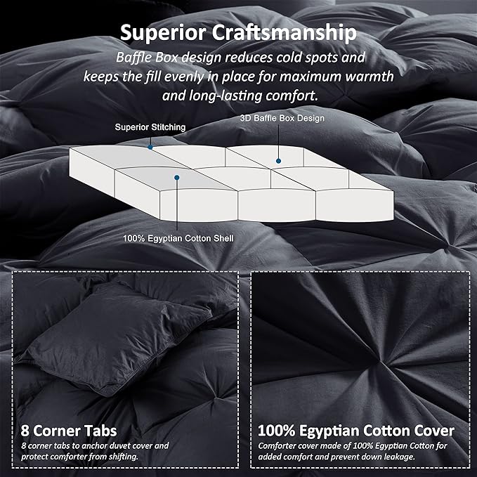 Luxurious Goose Down Feather Fiber Comforter Duvet Insert, Exquisite Pinch - Image 6