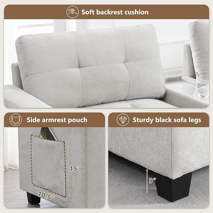 Merax 6 Seater Chenille Sectional Couches - Image 5