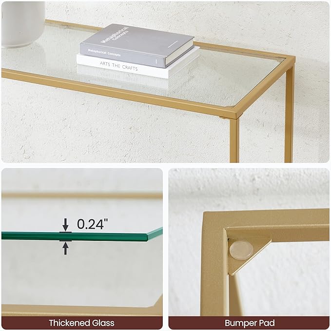 VASAGLE 47.2 Inches Console Table, Tempered Glass Sofa Table, Modern Entryway - Image 6