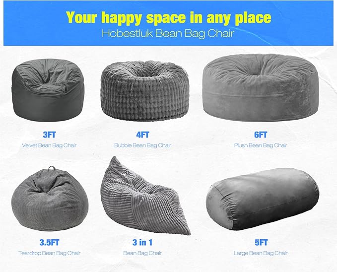 Hobestluk 5FT Bean Bag Chair Large Beanbag Lounger - Image 7