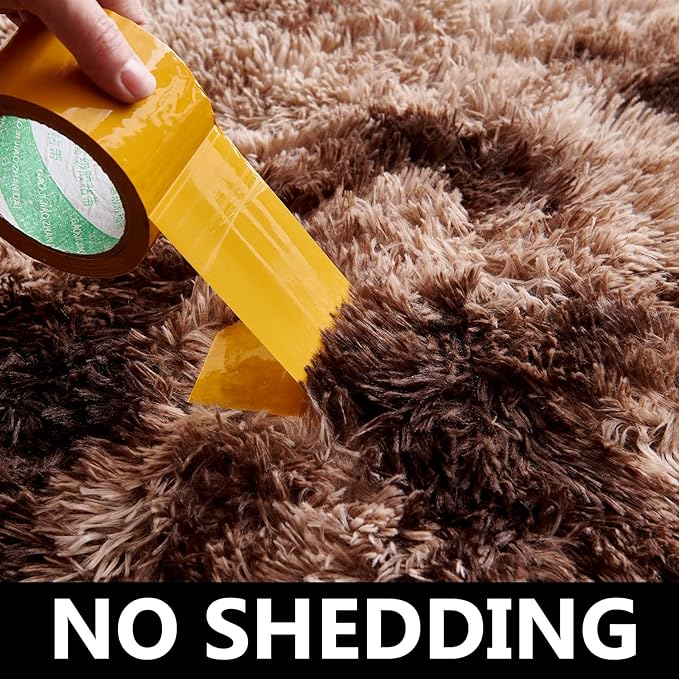 FJZFING Tie-Dyed Coffee Round Rug Ultra-Soft Plush Modern 6x6 Circle Area Rug - Image 4
