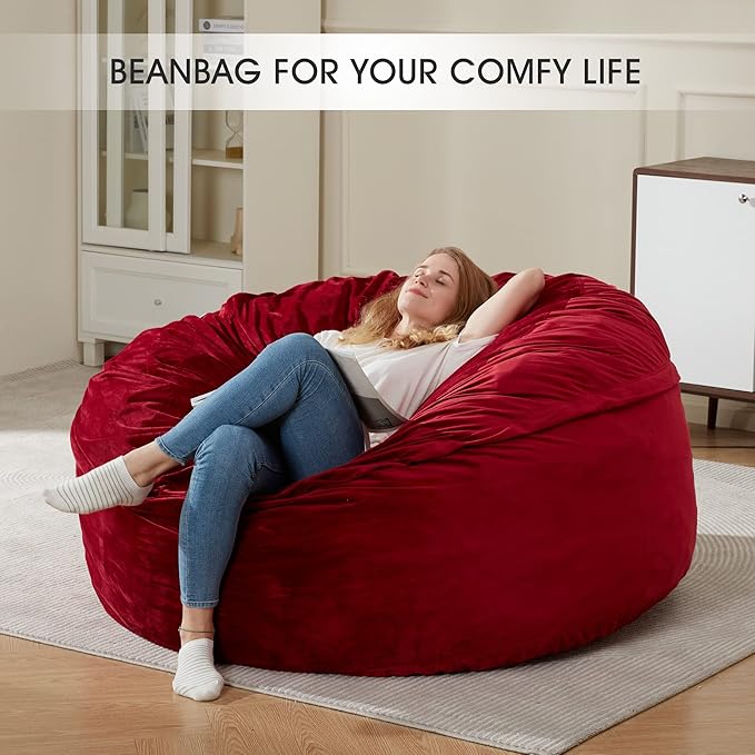 HABUTWAY Bean Bag Chair: Giant 5' Memory Foam Furniture Bean Bag Chair - 5Ft - Image 6