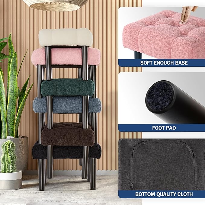 HOUCHICS Fur Padded Foot Stool, Small Ottoman Foot Rest - Image 4