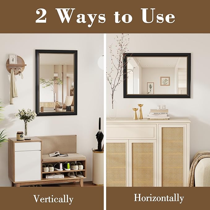 Axeman 28x36 Rectangular Wall Mirror, Decorative Bathroom Mirror, Traditional - Image 4