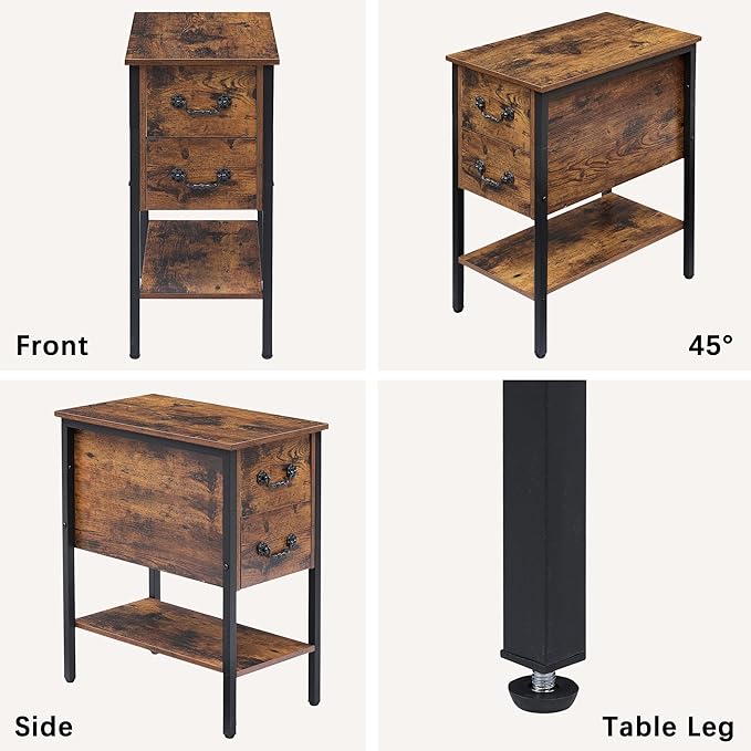 VECELO End Tables, Narrow Nightstand - Image 8