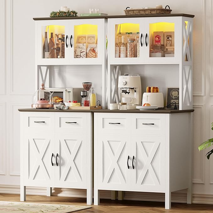 IRONCK 71" Pantry Cabinet with LED Lights and Charging Station, Tall Kitchen - Image 4
