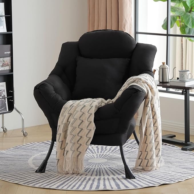 Lazy Chair with Pillow for Living Room, Modern Lounge Accent Chair with Armrests - Image 9
