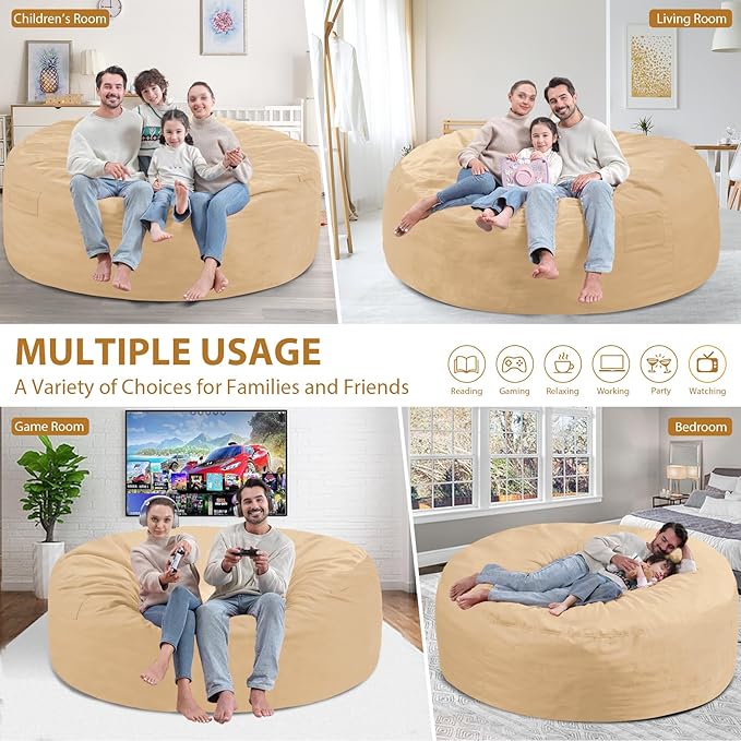 6FT Bean Bag Chair, Large Bean Bag Chairs - Image 5