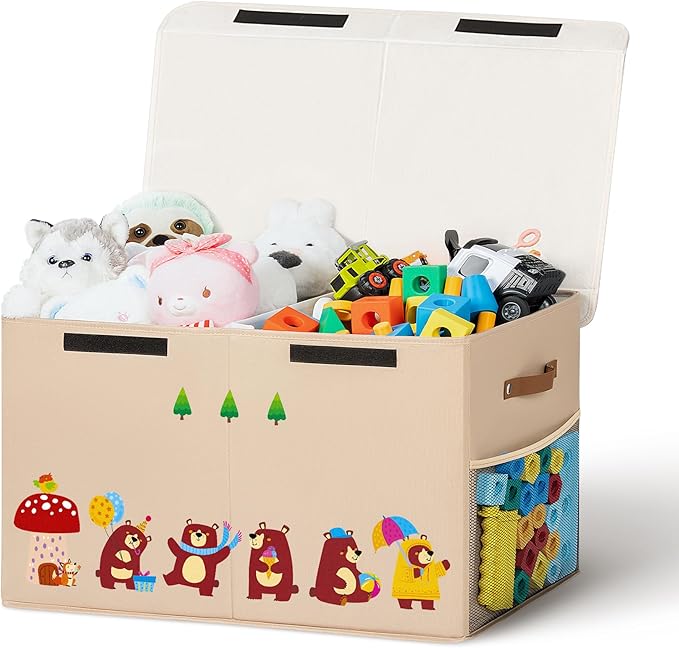 80L Large Toy Storage Box with Lid, Large Toy Box Chest by Unknown