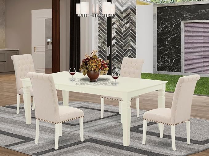 East West Furniture LGBR5-LWH-02 5 Piece Dining Room Table Set Includes a - Image 2