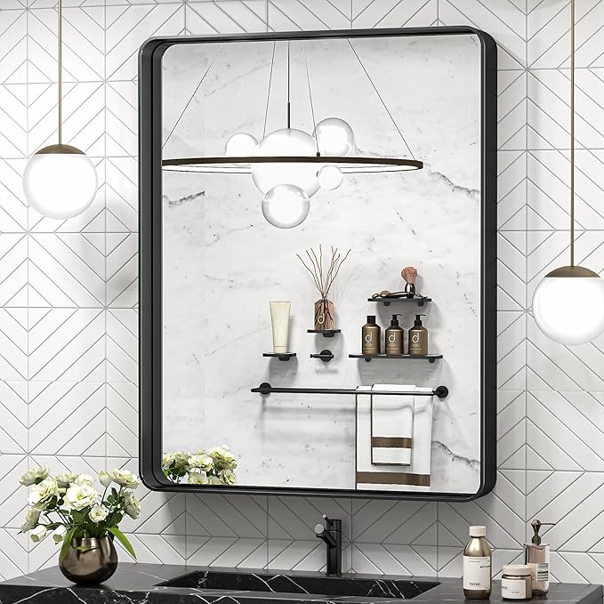 TokeShimi 30 x 36 Inch Black Bathroom Mirror by RefinedBathroomAccessories