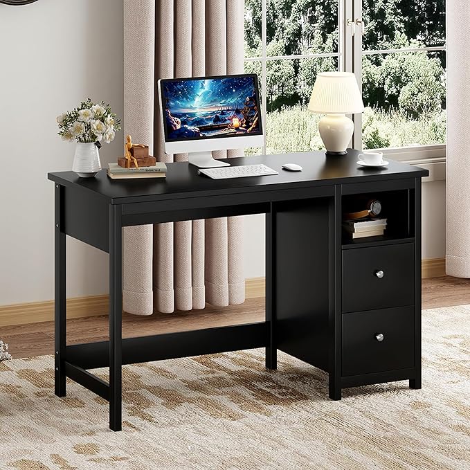 Desk with Drawers, Modern Small Computer Desk - Image 3