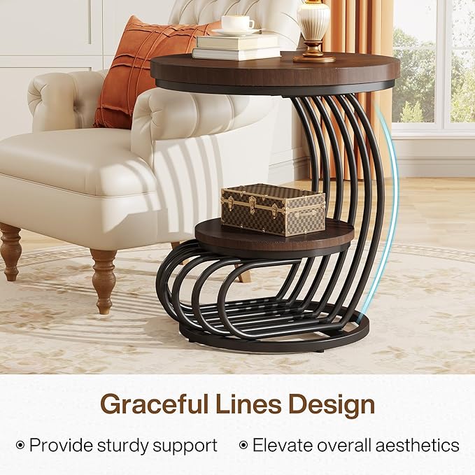Tribesigns Round End Side Table: Side Table - Image 7