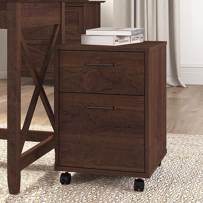 Bush Furniture Key West 2 Drawer Mobile File Cabinet in Bing Cherry - Image 2
