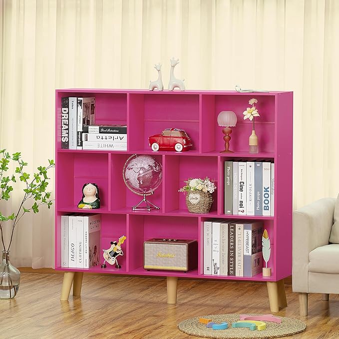 LEYAOYAO 10 Cube Bookshelf, 3 Tier Modern Wide Bookcase - Image 2