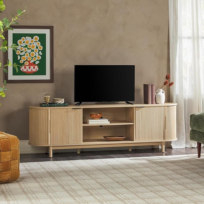Walker Edison Modern Curved Reeded TV Stand - Image 5
