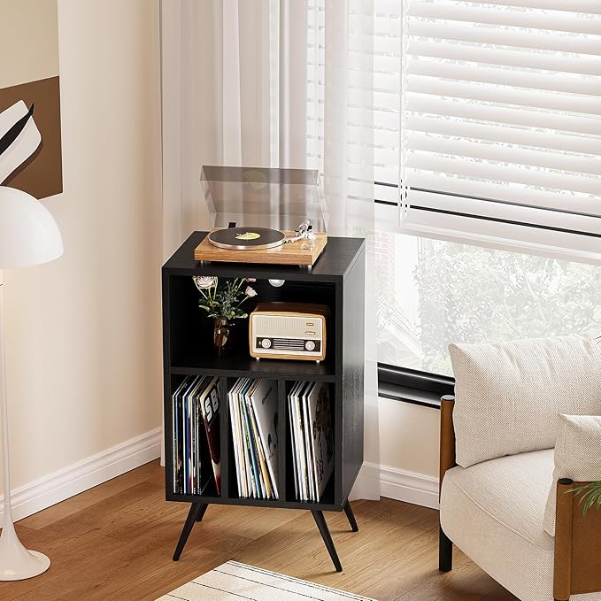 Record Player Stand, Vinyl Record Storage Cabinet - Image 4