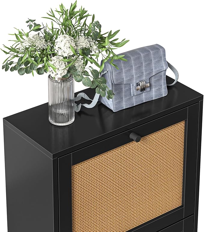 Rattan Shoe Cabinet for Entryway Slim, Entrance Shoe Cabinet - Image 6