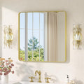 TETOTE Brushed Gold Bathroom Mirror 30 x 30 Gold Metal Framed Bathroom Mirror by TETOTE