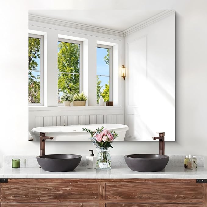 KOCUUY Large Frameless Mirror, 36x40 Inch Rectangle Bathroom Vanity Mirror - Image 6