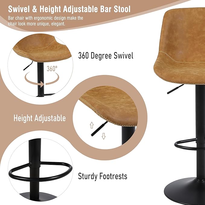 Bar Stools, Swivel Counter Height Barstools - Image 5