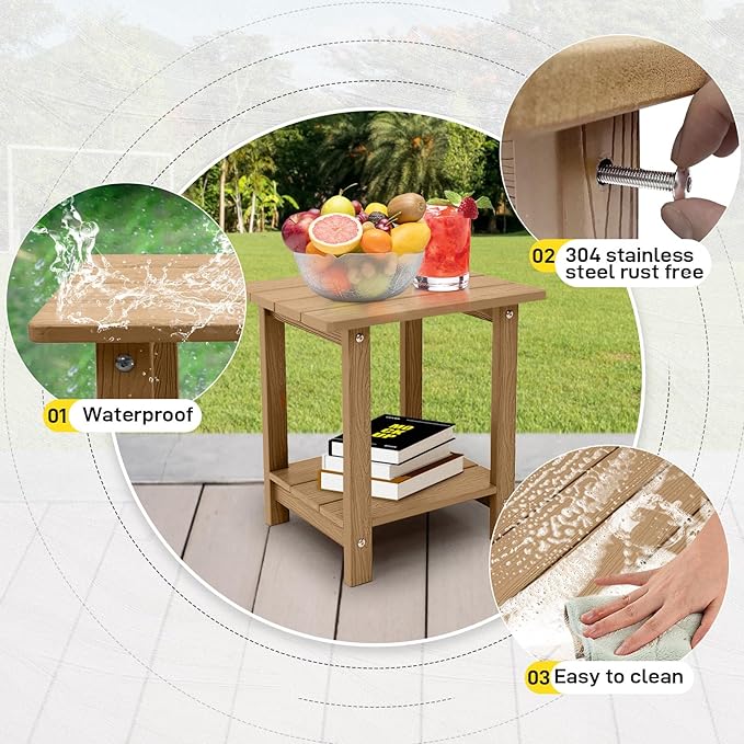 Melucivi Weather Resistant Outdoor Side Table, Double Small Adirondack Side - Image 5