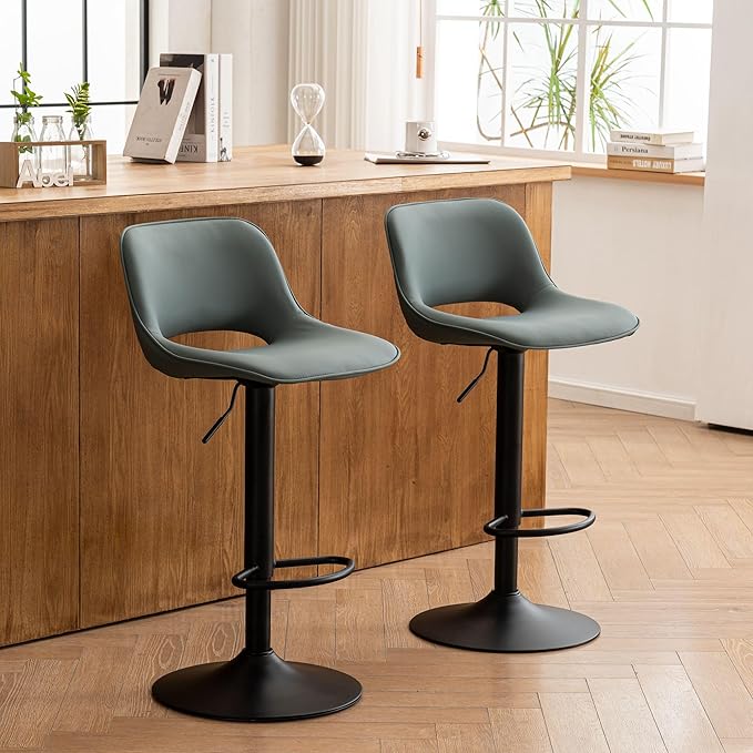 YOUNIKE Bar Stools Set of 2 Modern Swivel Barstools, Adjustable Counter Height - Image 9