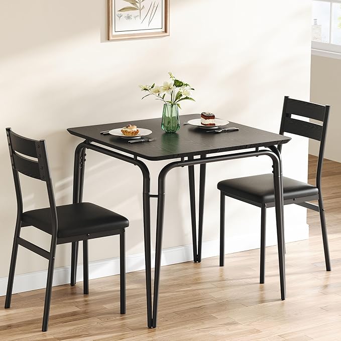 Dining Table for 2, Small Table and Chairs Set of 2, Square Dinette Set for 2 - Image 7