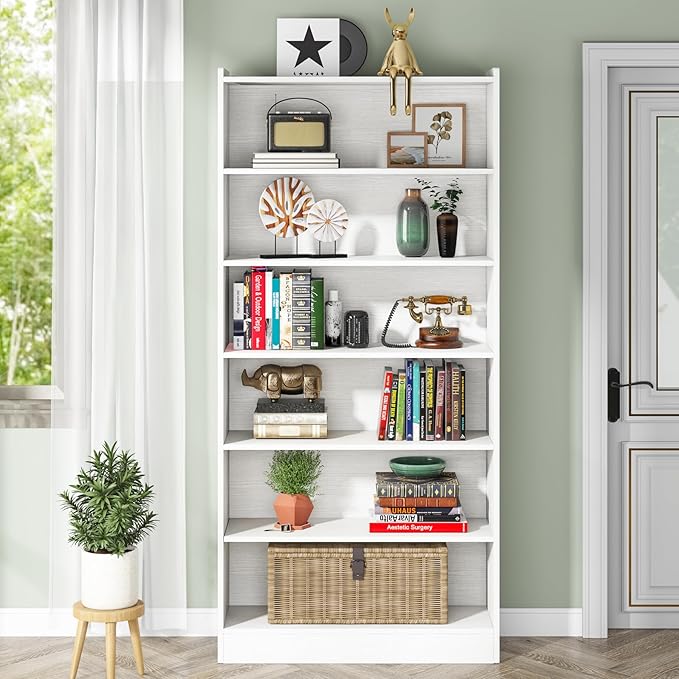 Tribesigns 78-inch Tall Bookcase, Modern 7-Tier White Library Bookshelf - Image 7