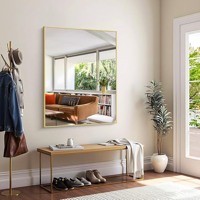 KOCUUY Gold Bathroom Mirror, Living Room, Hang Horizontal/Vertical - Image 3