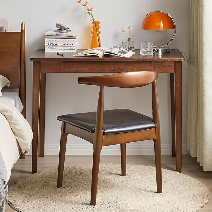 Solid Wood Computer Desk with Drawers, Modern Writing Desk by Cttasty