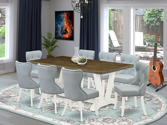 East West Furniture V077SI215-9 9 Piece Kitchen Table Set Includes a Rectangle - Image 2