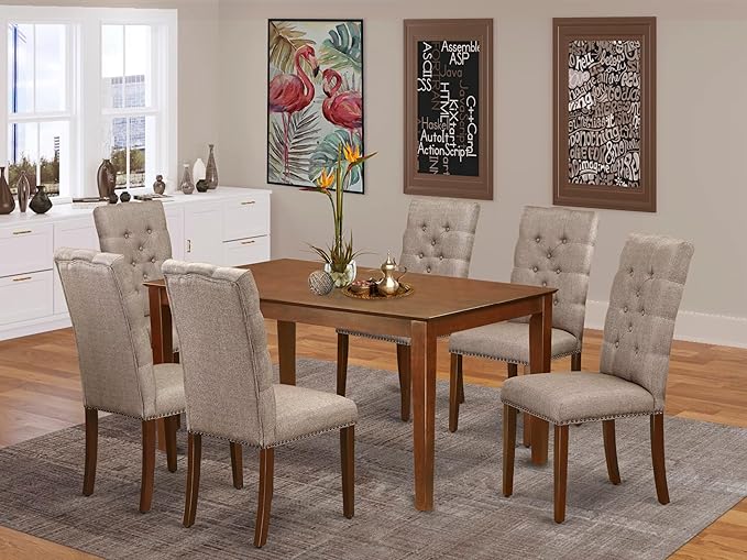 East West Furniture CAEL7-MAH-16 7 Piece Dining Room Table Set Consist of a - Image 2