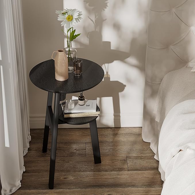 ChooChoo Round End Table for Small Spaces, Narrow Side Table, Accent Table - Image 5