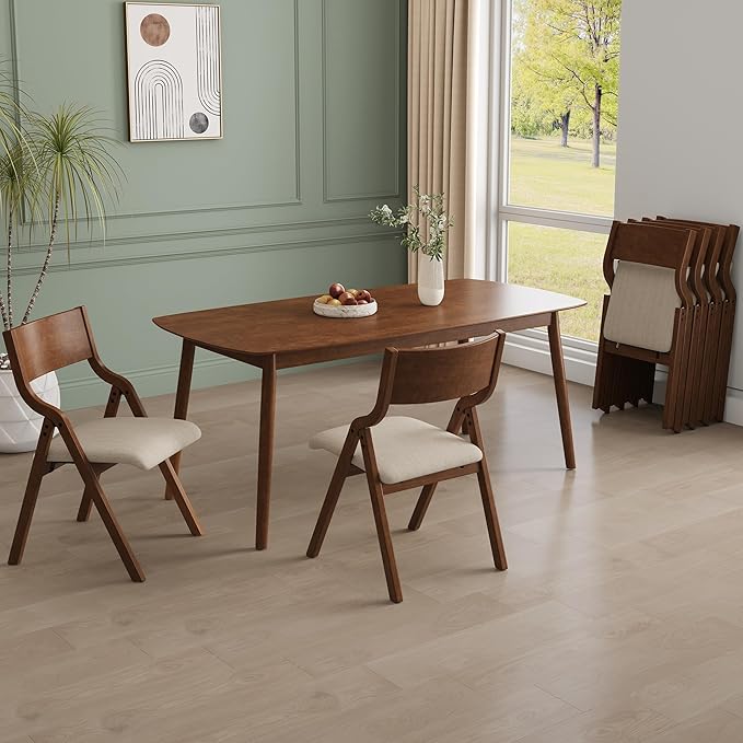 Folding Dining Chairs Set of 2, Upholstered Kitchen Chair - Image 3