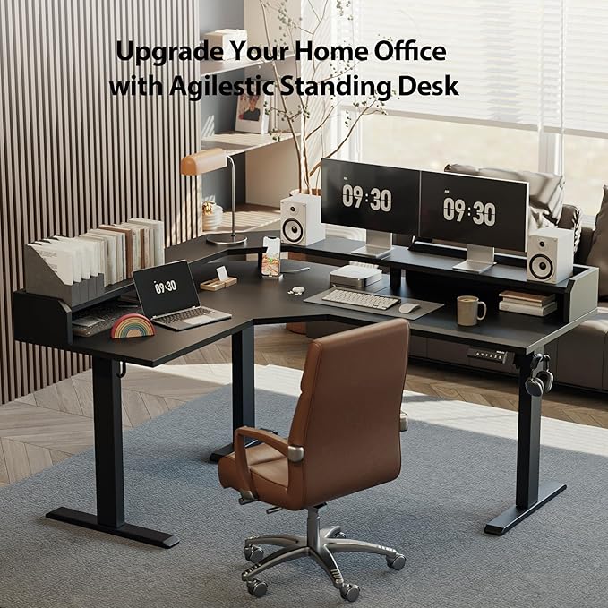 Agilestic L Shaped Standing Desk, Adjustable Height Corner Gaming Desk - Image 3