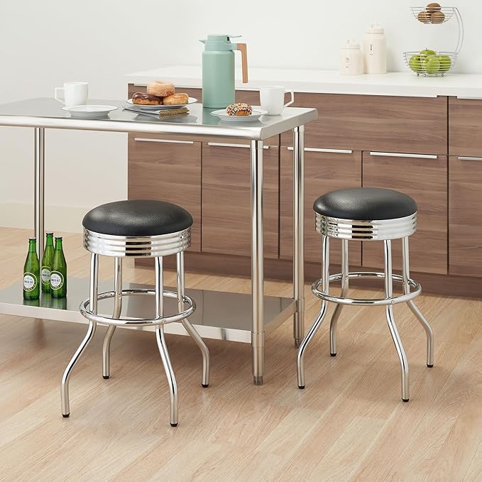 TRINITY Heavy Duty 25-Inch Backless Swivel Bar Stool - Image 2