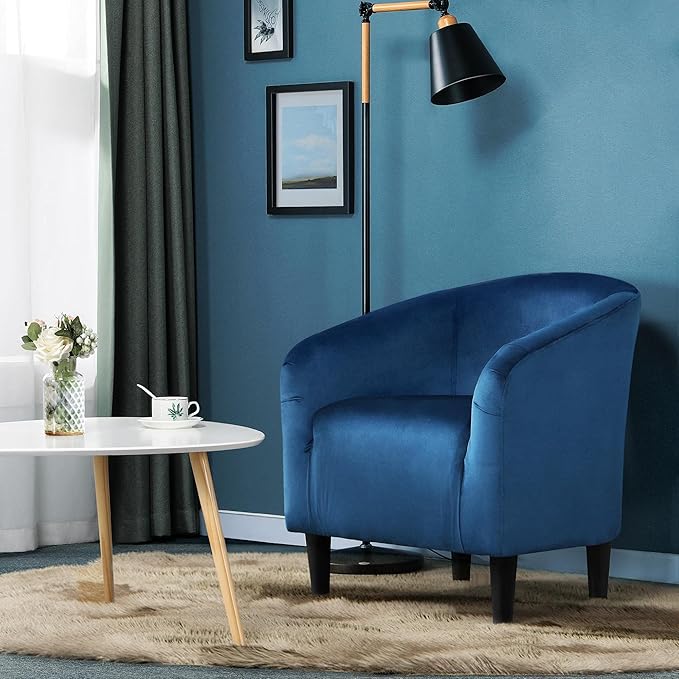 Yaheetech Club Chair, Velvet Accent Chair Upholstered Barrel Chair Sitting Chair - Image 4
