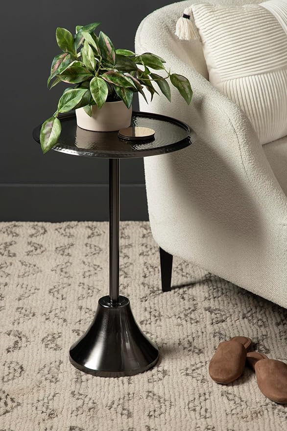 Kate and Laurel Sanzo Modern Pedestal Side Table; 15 x 15 x 24; Gray Gunmetal; - Image 2