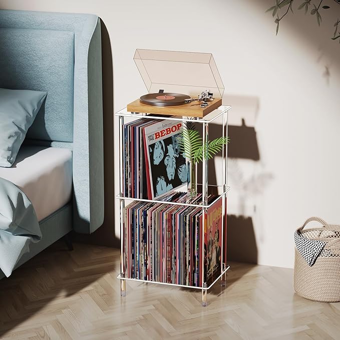 Acrylic Record Player Stand, 3-Tier Clear Turntable Table - Image 6
