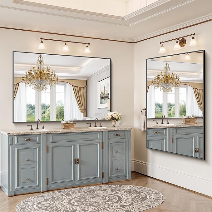 YIROMAN Bathroom Mirror 60"x40", Large Matte Black Bathroom Mirror - Image 2